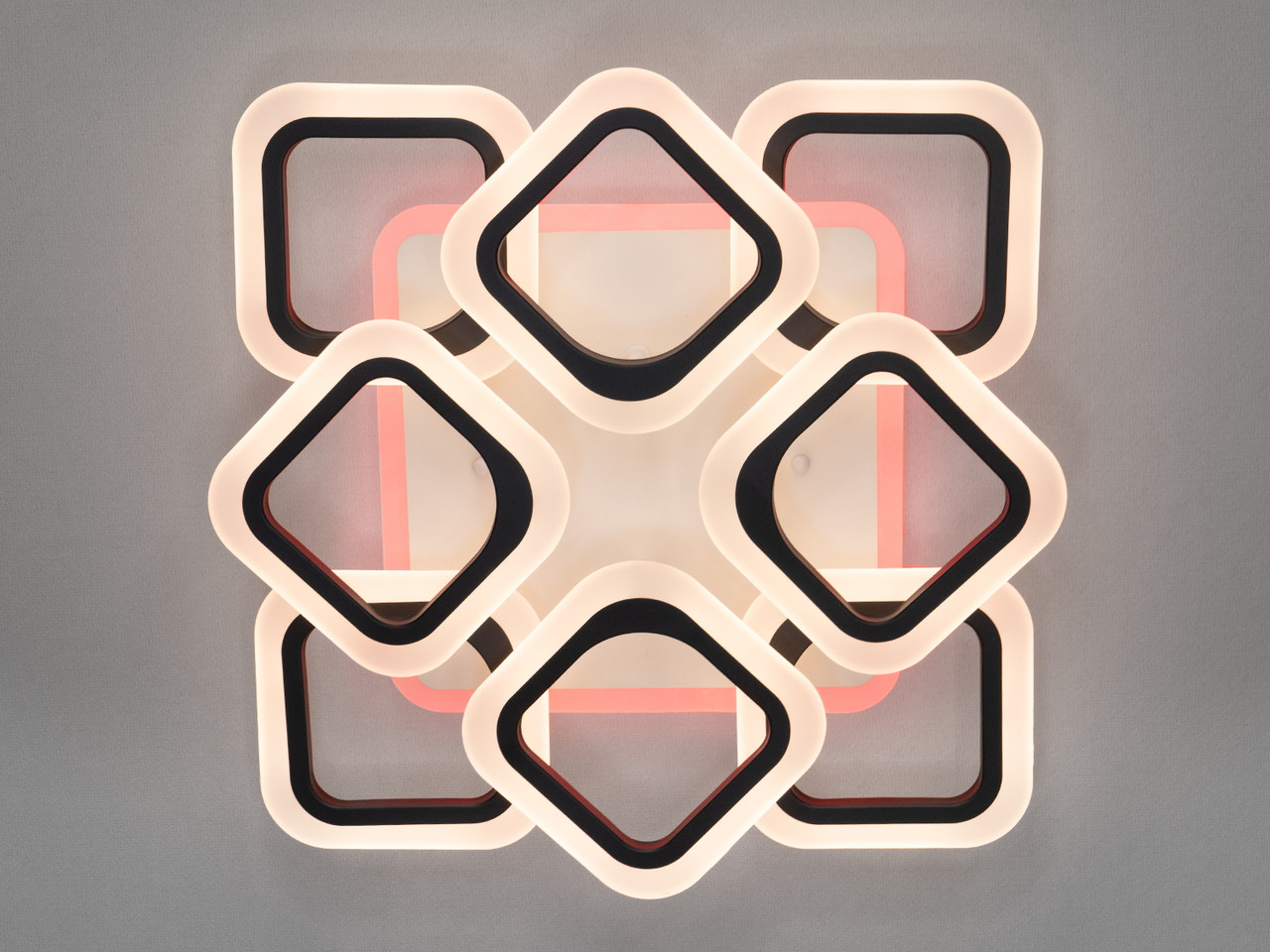 Стельова LED-люстра з пультом і підсвіткою в кухню, чорна, 90 W на 14 м2 AS8060-4+4BK-LS, фото 1