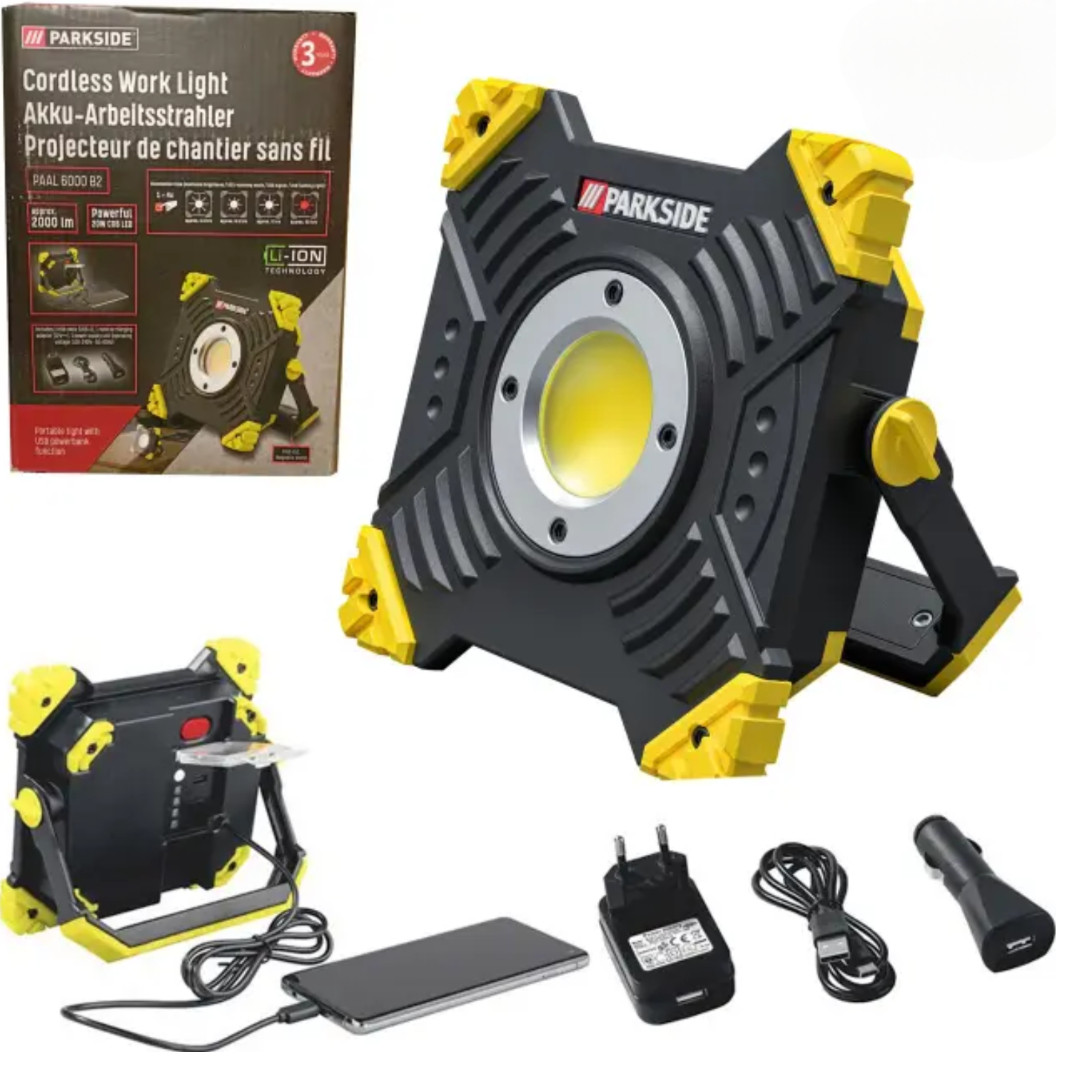 Акумуляторний прожектор Parkside PAAL 6000 B2, 20 Вт, LED, Powerbank, IP65, фото 1