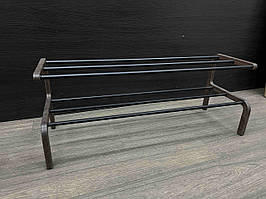 2-х рівнева полиця для взуття напольна деревʼяна Дерево масло+ Чорний 79*26*31 см, Арт.62641