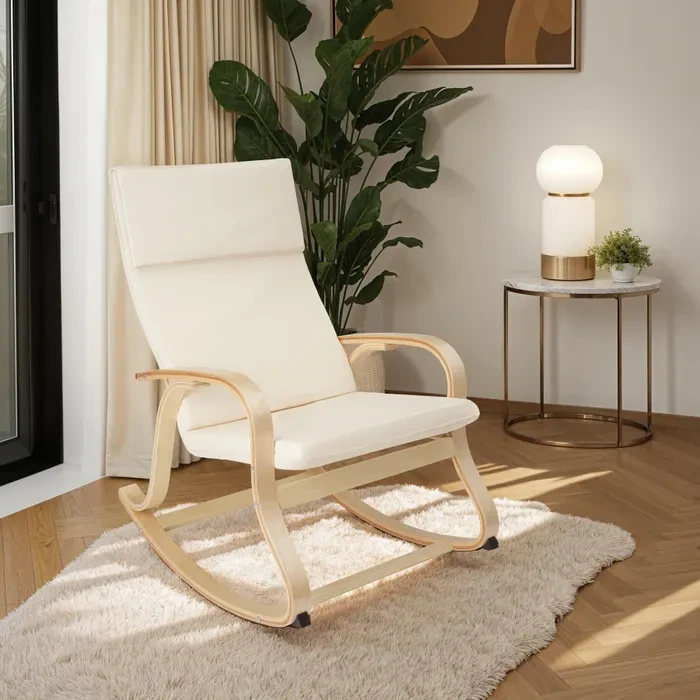 Крісло - качалка з підголівником Roca бежевого кольору