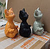 Причутлива фігурка кота Будди 12х8 см, медитація, йога, колекційна колекція, щасливий кіт Чорний, Сірий, фото 5