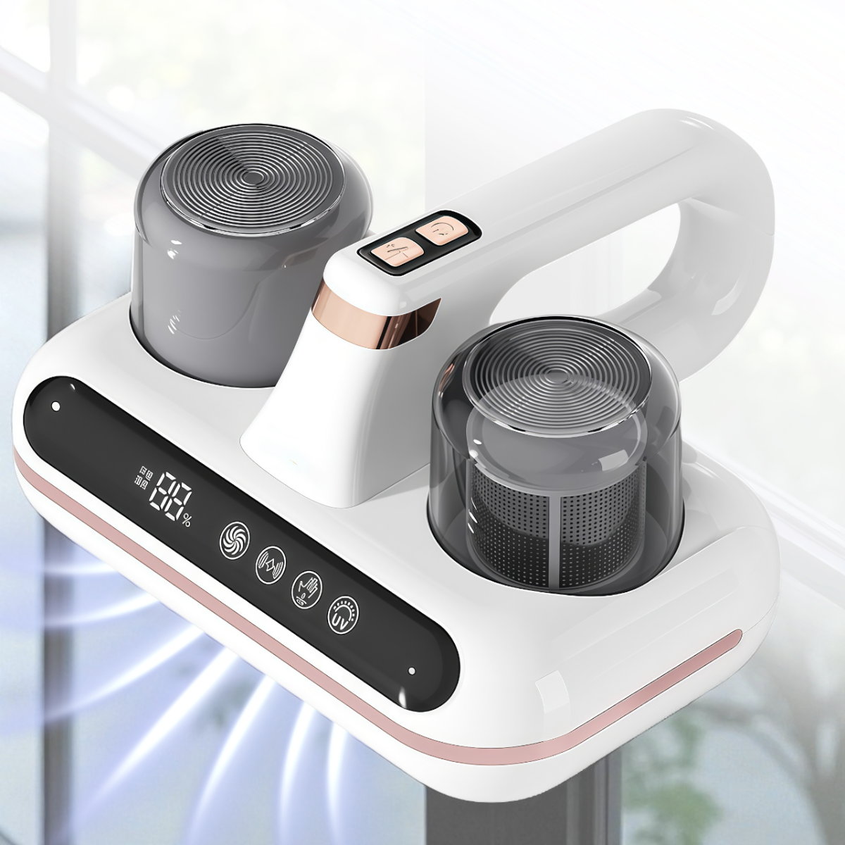 Ручний акумуляторний пилосос для матраців та килимів з УФ-стерилізацією та HEPA-фільтром Білий, фото 1