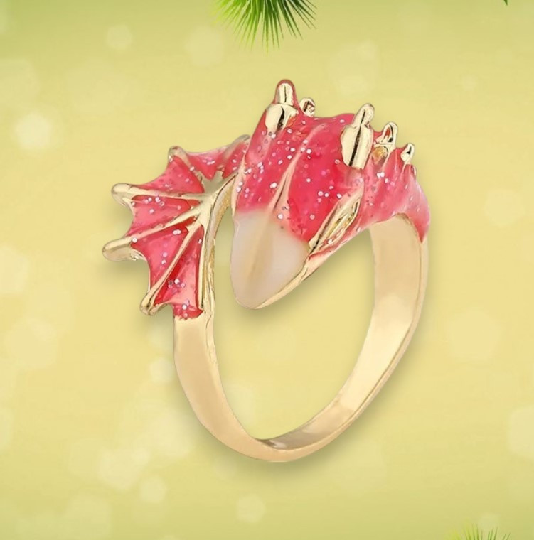 Каблучка перстень дракон у вигляді давнього дракона рожево-золотиста регульований розмір AurumLux021, фото 1