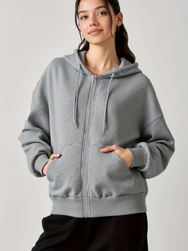 Кофта на блискавці тепла для дівчинки підлітка сіра, фото 1