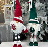 Новорічний ельф гном 75-80 см на довгих смугастих ніжках, декоративний різдвяний інтер'єрний гном Red, фото 3