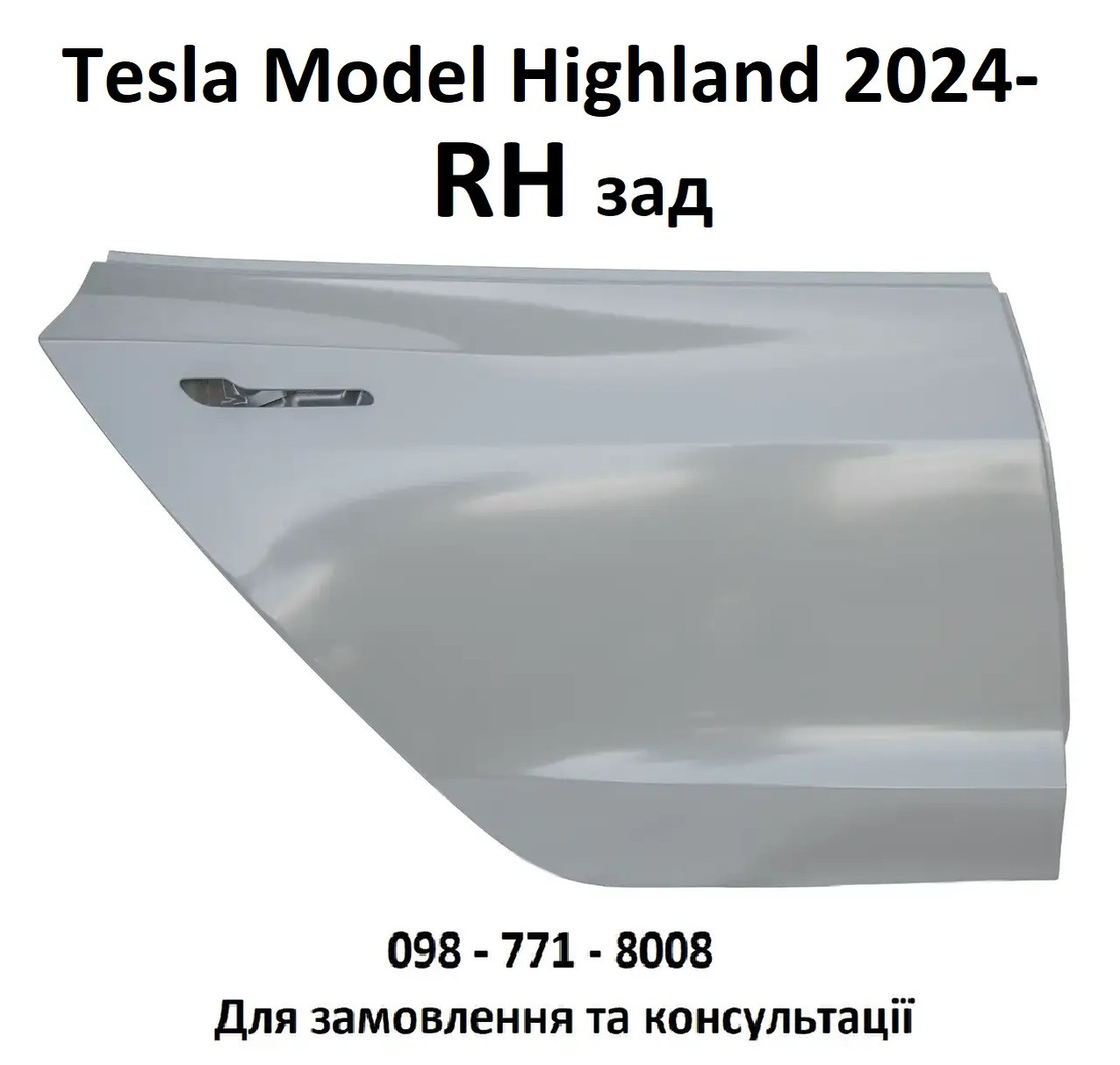 Двері задні праві в заводській ґрунтовці Tesla Model 3 Highland (1751848-EC-G)