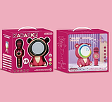 Караоке колонка з мікрофоном Ведмедик рожевий GMJ 9836 режими підсвічування, вбудований акумулятор, Bluetooth, фото 4