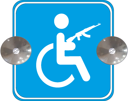 Знак на авто "Особа з інвалідністю з автоматом" (синій колір) на 2-х присосках зйомний Код/Артикул, фото 1