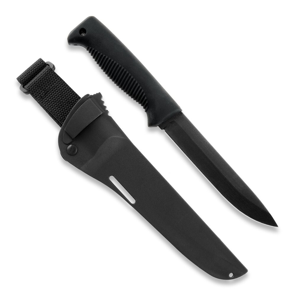 Ніж Peltonen M95, покриття cerakote black, чорний, чорний композитний чохол, фото 1