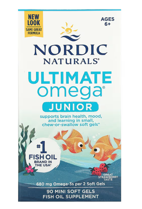 Ultimate Omega Junior Ages 6+ Strawberry Nordic Naturals 90 капсул, фото 1