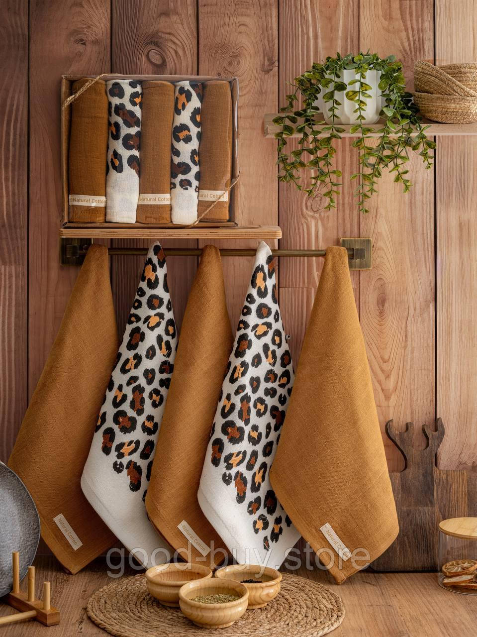 Набір кухонних рушників Nilteks Leopards tencel 5шт. 40х60 см