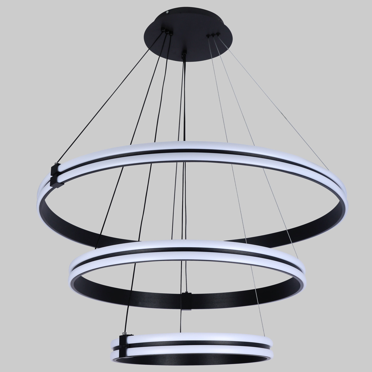 Підвісна led люстра 210W 40+60см в чорному кольорі (87-1220 (400+600+800) BK)