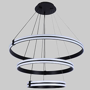 Підвісна led люстра 210W 40+60см в чорному кольорі (87-1220 (400+600+800) BK), фото 1