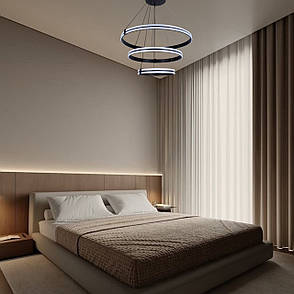Підвісна led люстра 210W 40+60см в чорному кольорі (87-1220 (400+600+800) BK), фото 3