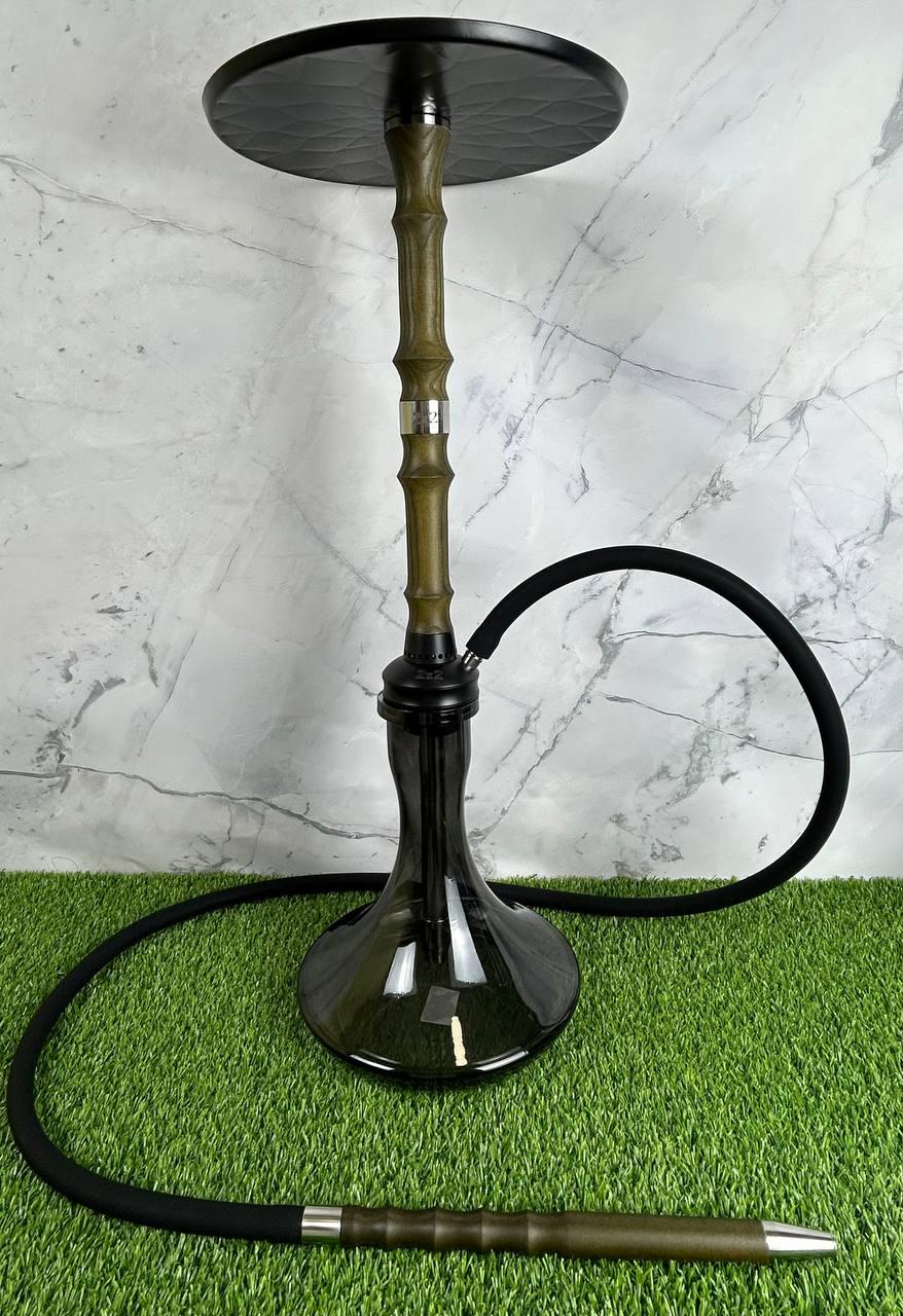 Кальян 2x2 Hookah V1.1 Black+Green – сучасний кальян із нержавіючої сталі з горіховими вставками