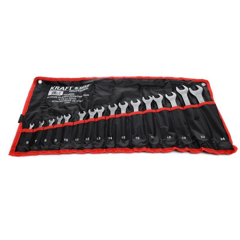 Ключі ріжково-накидні з трещіткою 16шт 6-24 мм Kraft&Dele KD10932 ключі рожково-накидні трещоточні, фото 1