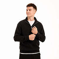 Джемпер Evermont мужской осенний весенний кофта на замке трикотажная приталенная черная
