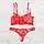 Червоний жіночий сексуальний комплект білизни трусики та ліфчик з кісточками, фото 3