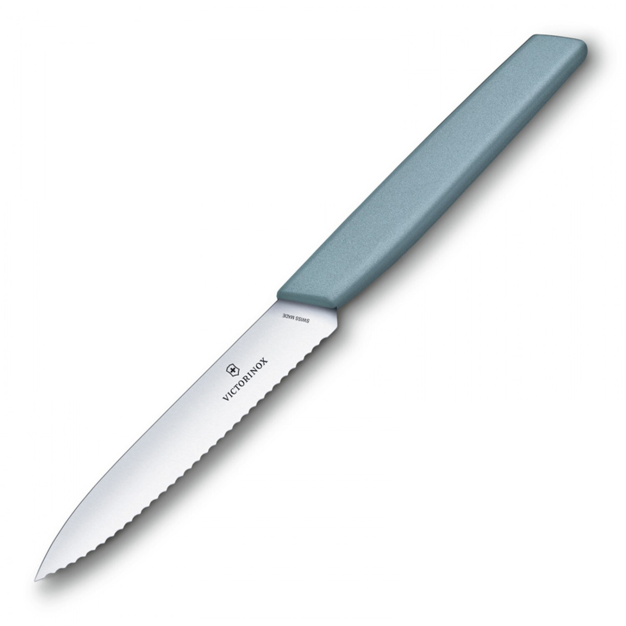 Ніж кухонний Victorinox Swiss Modern Paring 10 см, серрейтор, блакитний, фото 1