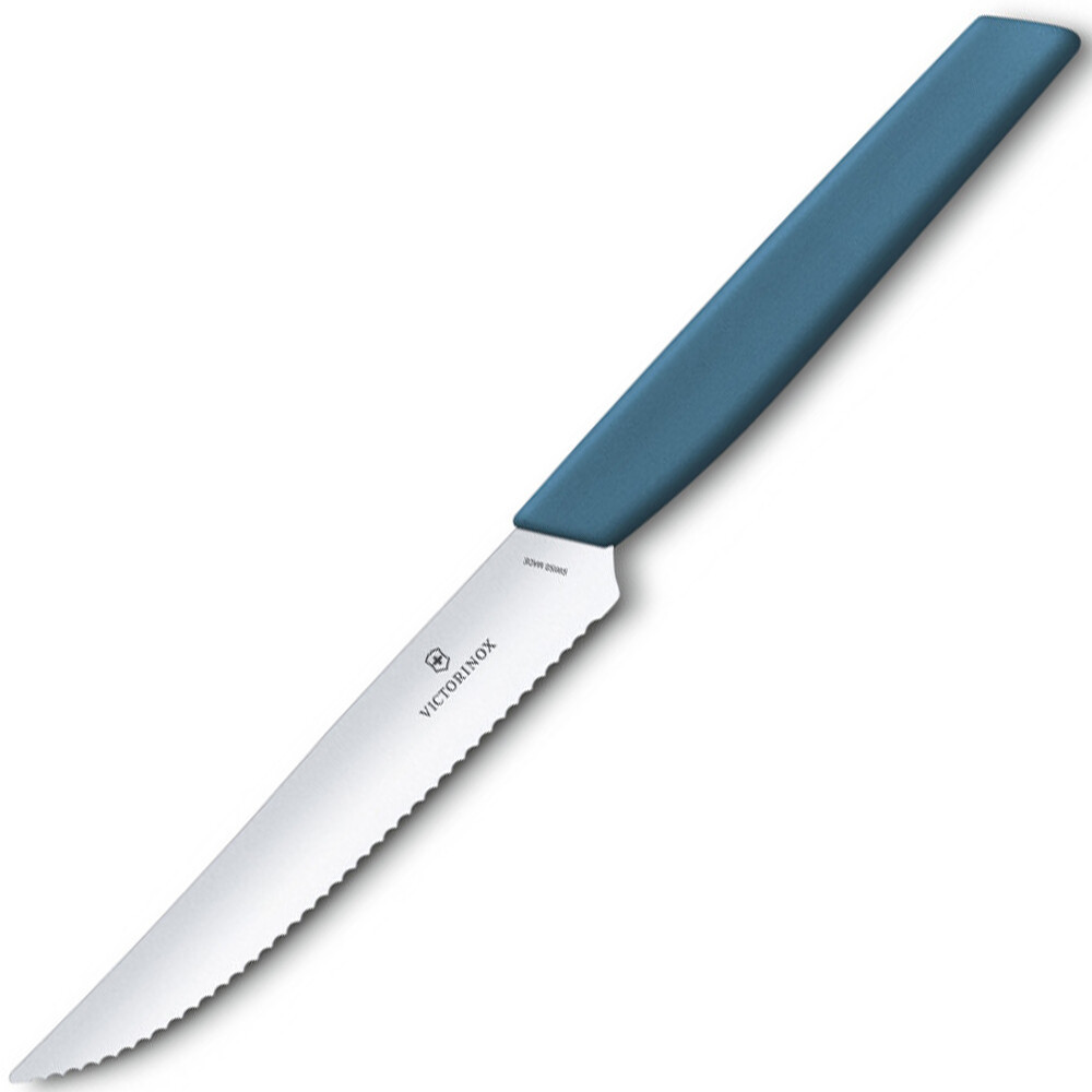 Ніж кухонний Victorinox Swiss Modern Steak 12 см, серрейтор, блакитний, фото 1