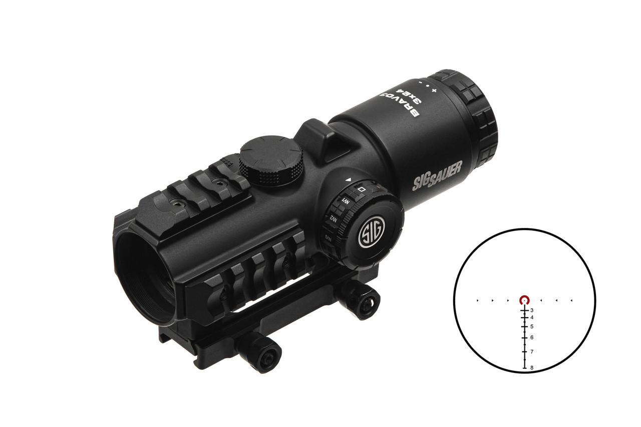 Приціл призматичний Sig Optics BRAVO3 BATTLE SIGHT, 3X24MM КЛЮЧ ТОЧКА З ПІДСВІТКОЮ, фото 1