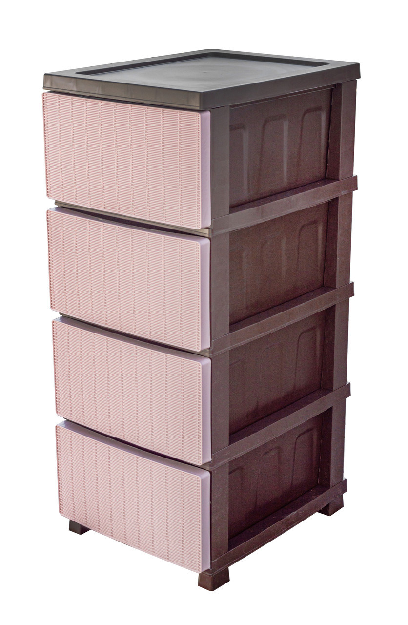 Комод пластиковий на 4 ящики Ротанг пудра-коричневий Арт.34003 86*45*35 см (R plastic)