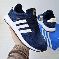 Сині чоловічі замшеві кросівки Adidas Iniki Runner - демісезонні адідас інікі