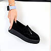 Актуальні чорні замшеві лофери на потовщеній підошві, фото 5