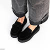 Актуальні чорні замшеві лофери на потовщеній підошві, фото 9