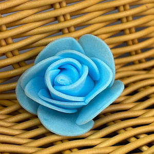 Троянда латексна (фоаміран), бутон 3 см - блакитнй