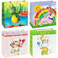 Подарунковий пакет з тваринками асорті S (24х24х10см) 12 шт.