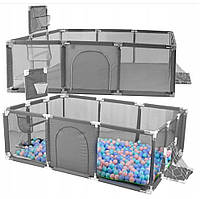 Дитячий манеж-ігровий майданчик з сухим басейном 235x129 см від 6 місяців до 3 років Сірий