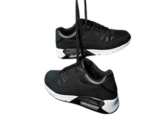 Чоловічі стильні чорні кросівки на білій підошві, фото 1