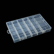 Органайзер пластиковий прозорий з 24 комірками для зберігання дрібниць, фото 3