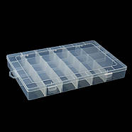 Органайзер пластиковий прозорий з 24 комірками для зберігання дрібниць, фото 5