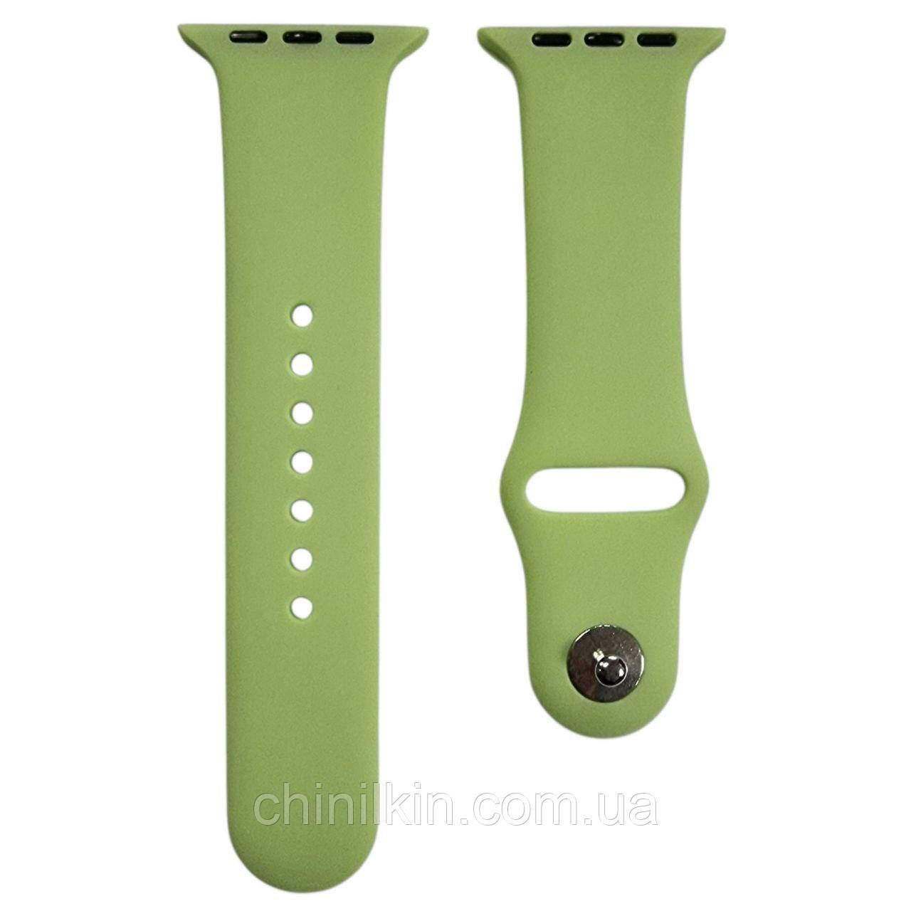 Ремінець силіконовий для Apple Watch 42(ser.1-3)/44/45/46/49mm (S)- №11 салатовий, фото 1