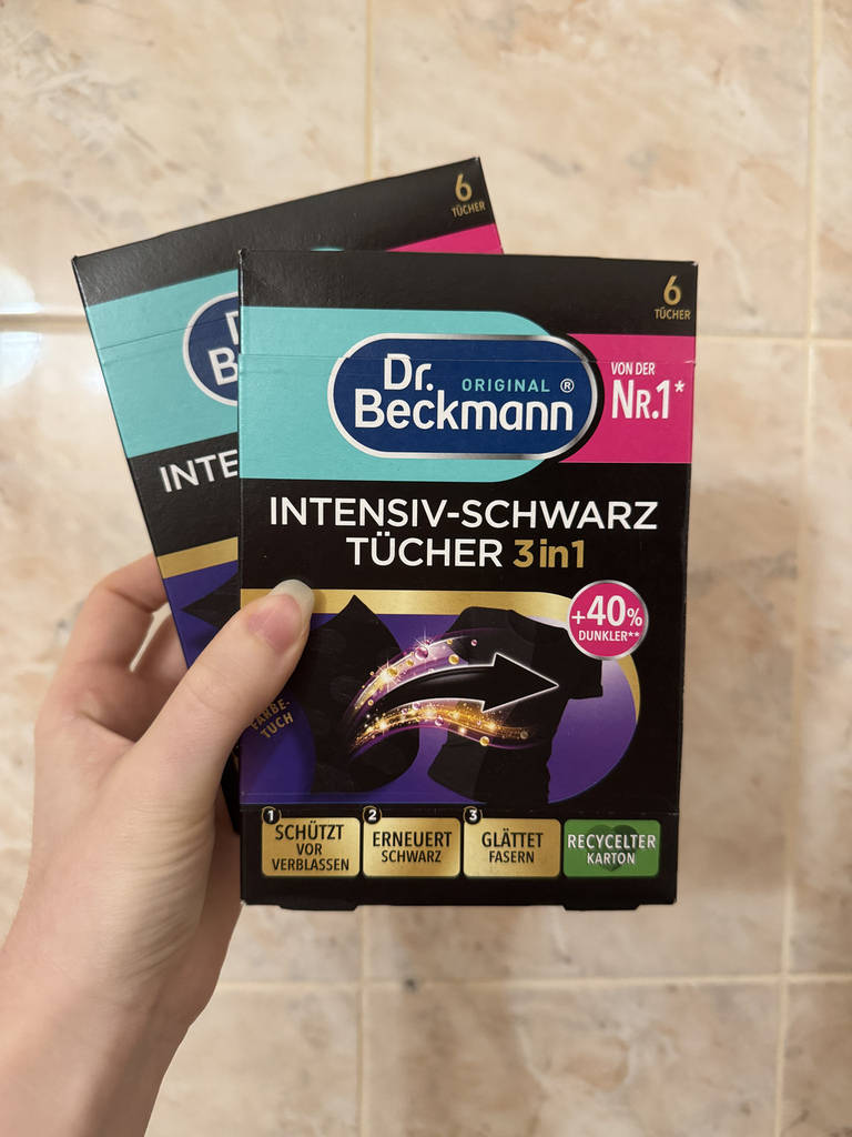 Серветки 6шт Dr. Beckmann 2 в 1 для відновлення чорного кольору та тканин. Серветки чорні для прання - фото покупців 1