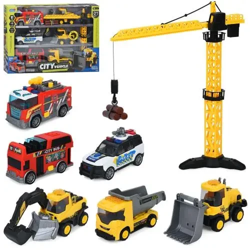 Ігровий набір "Будівельна техніка з транспортом" HH3018 – 6 машин