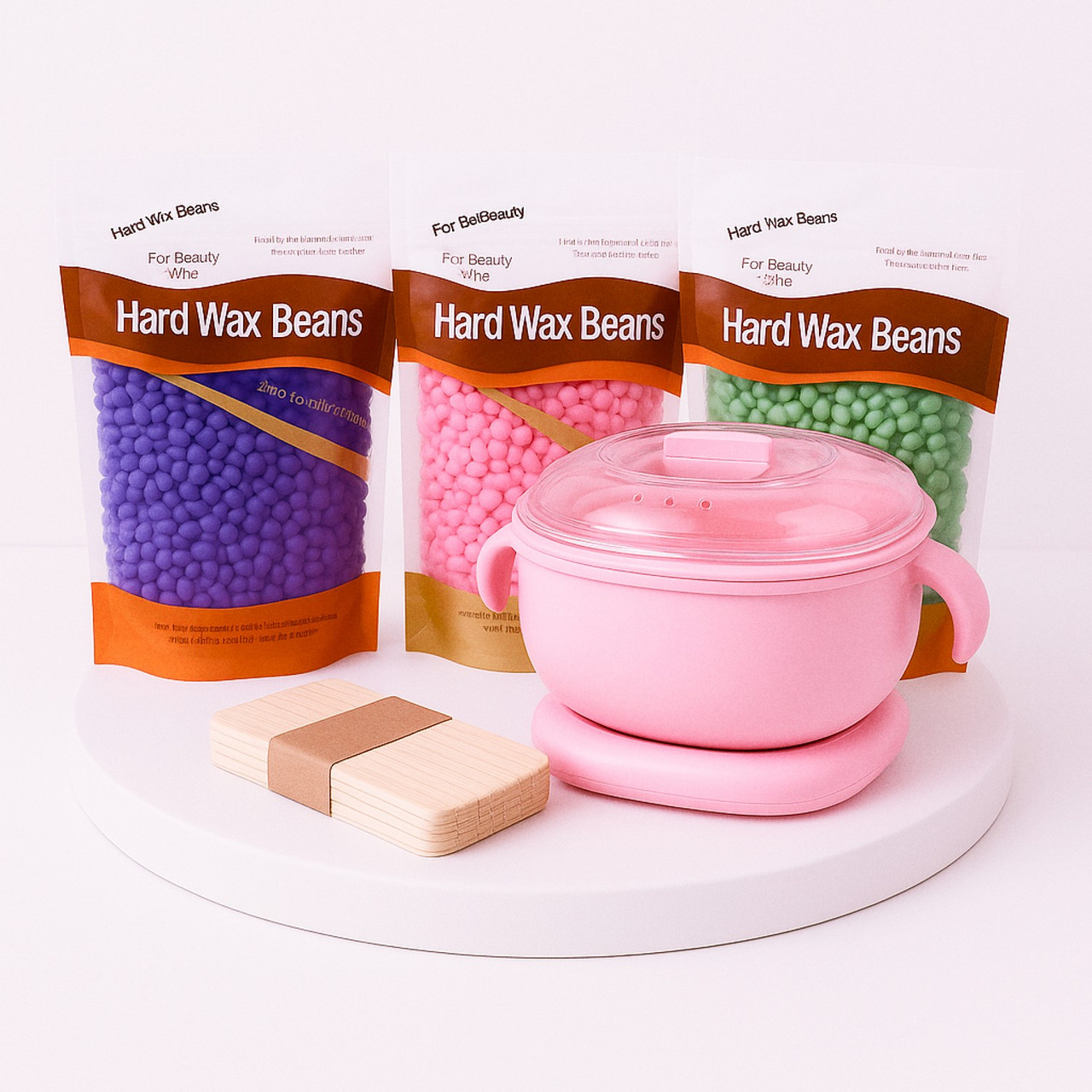 Набір для депіляції компактний з силіконовим воскоплавом, 5 предметів, Рожевий, фото 1