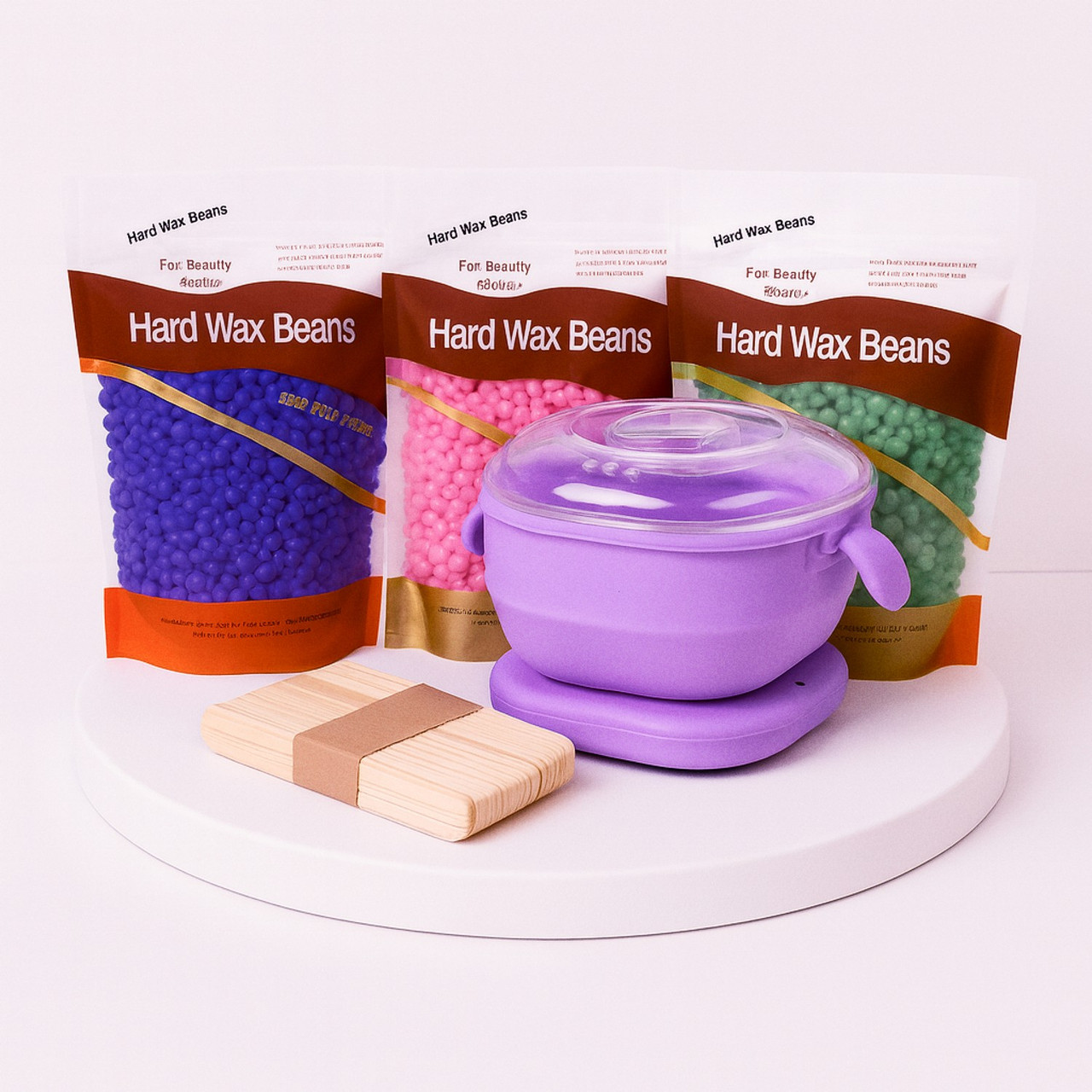 Набір для депіляції компактний з силіконовим воскоплавом, 5 предметів, Фіолетовий, фото 1