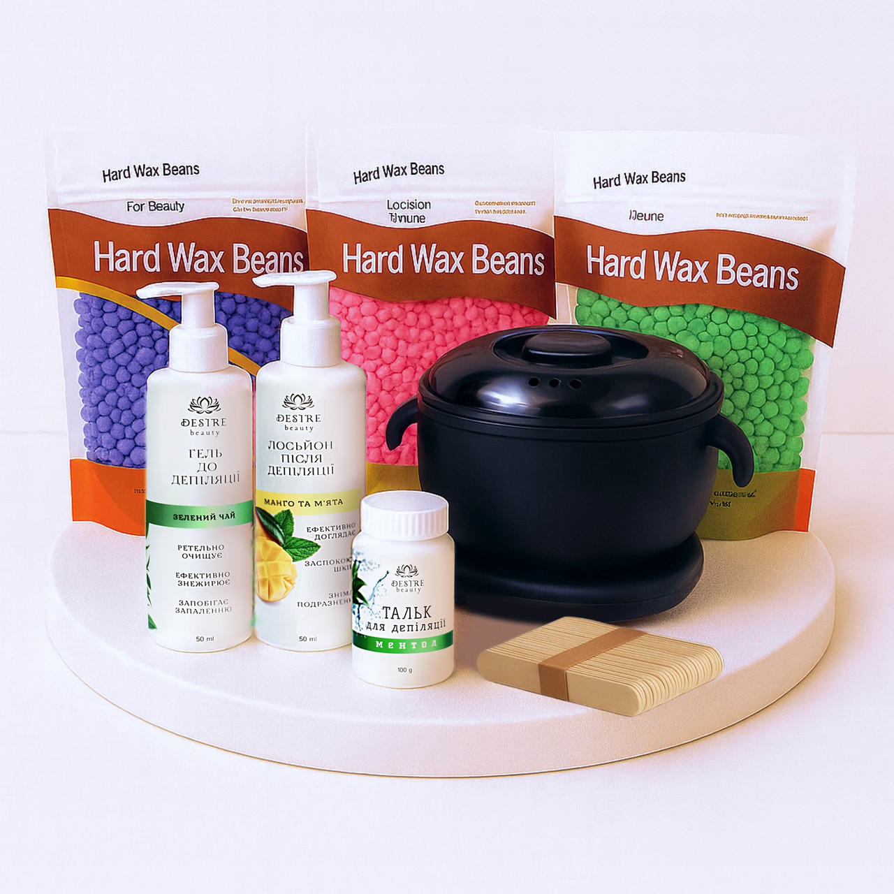 Набір для депіляції з силіконовим воскоплавом, 8 предметів, Чорний, фото 1