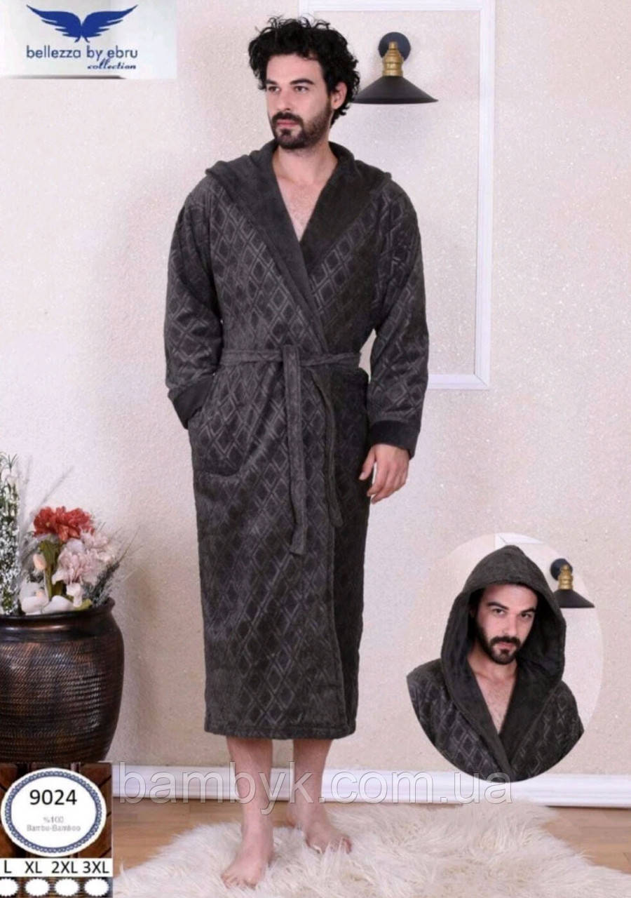 Чоловічий банний халат з капюшоном бамбуковий Bellezza by Ebru Туреччина BL-9024