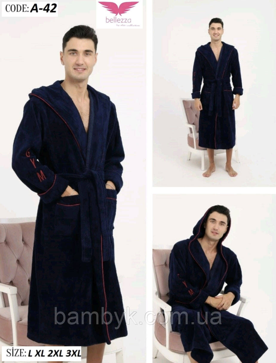 Чоловічий банний халат з капюшоном бамбуковий Bellezza by Ebru Туреччина BL-A-42