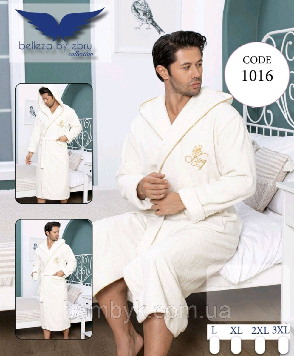 Чоловічий банний халат з капюшоном бамбуковий Bellezza by Ebru Туреччина BL-1016