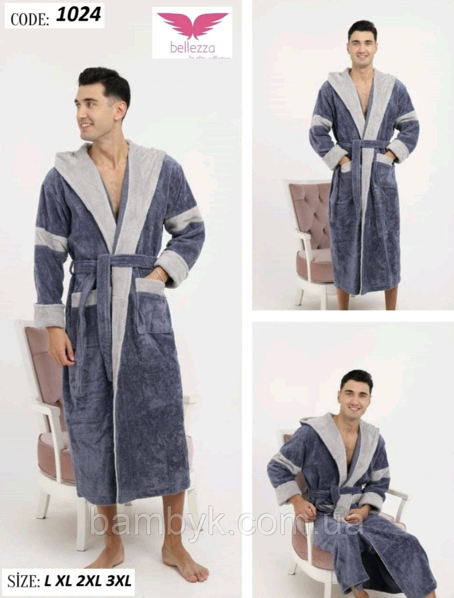 Чоловічий банний халат з капюшоном бамбуковий Bellezza by Ebru Туреччина BL-1024