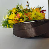 Стрічка атласна №185 темно-коричнева завширшки 1,2 см, фото 2