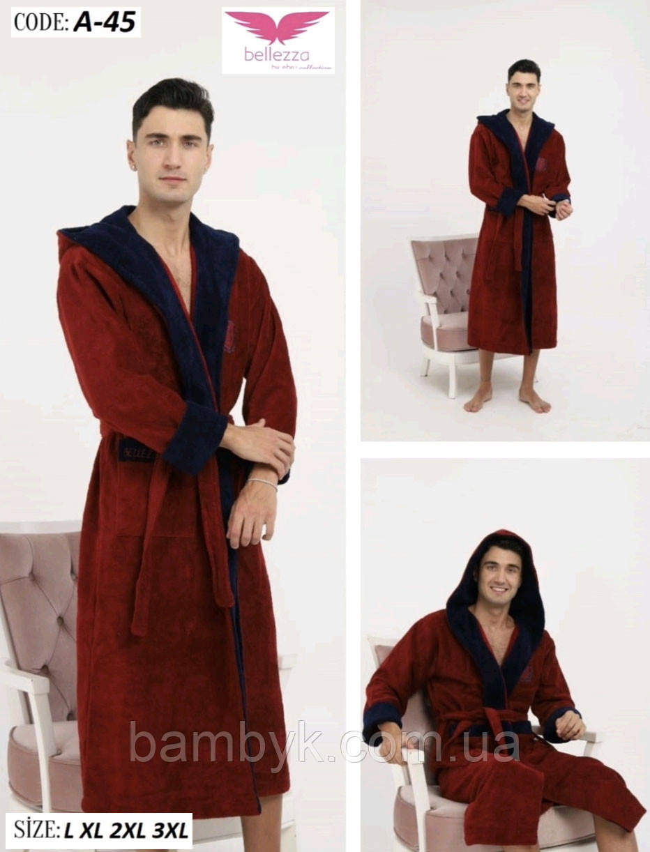 Чоловічий банний халат з капюшоном бамбуковий Bellezza by Ebru Туреччина BL-A-45