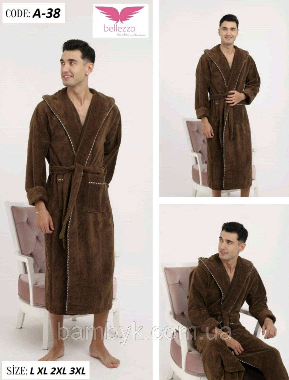 Чоловічий банний халат з капюшоном бамбуковий Bellezza by Ebru Туреччина BL-A-38