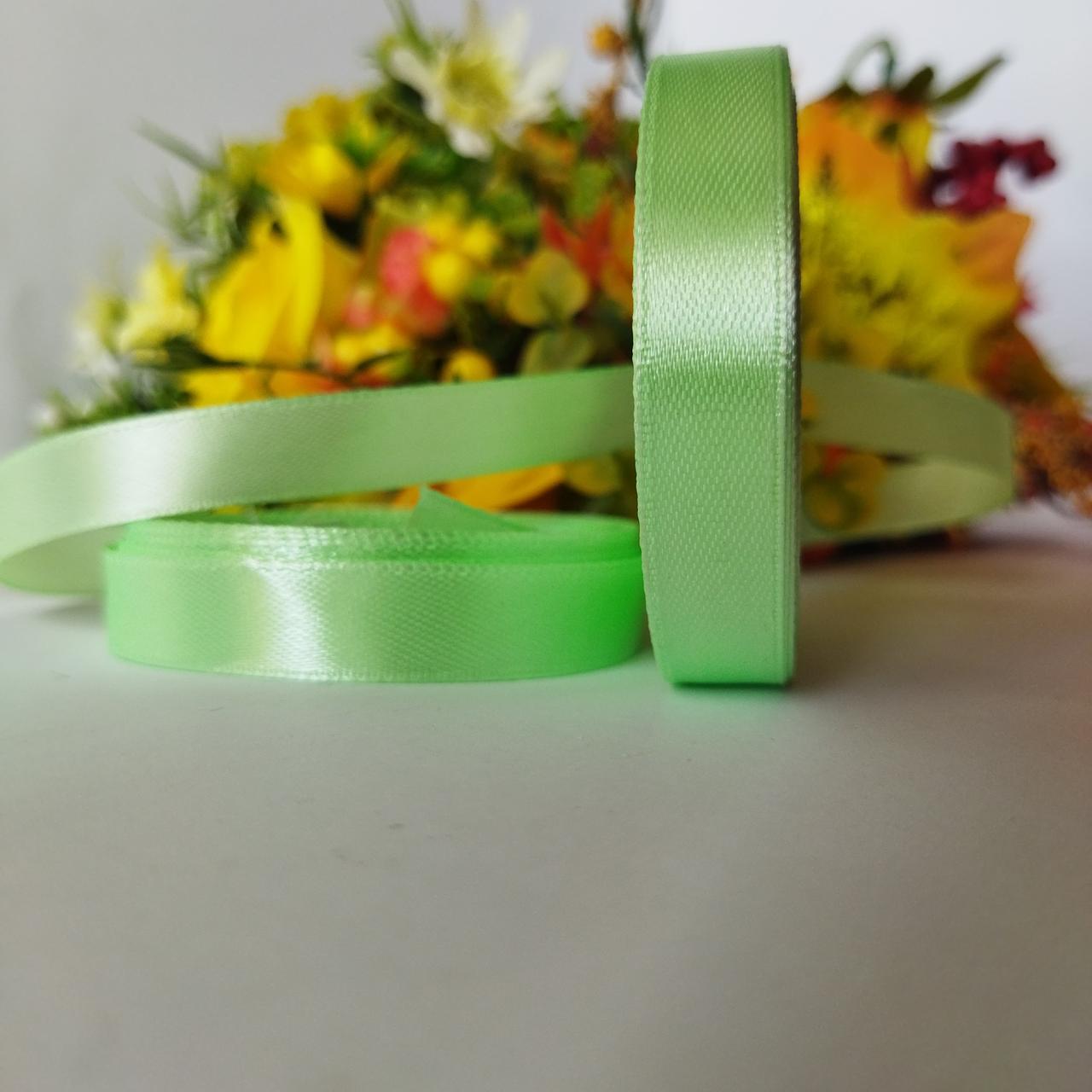 Стрічка атласна №80 світло-салатова завширшки 1,2 см, фото 1