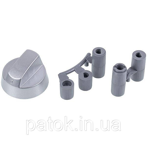 Ручка регулювання універсальна для плити з перехідниками D=6-8mm сріблястий, фото 1